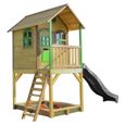 Maison Enfant AXI Sarah avec Bac à Sable & Toboggan gris | Aire de Jeux pour l'extérieur en marron & vert-1