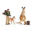 Coffret Aventures en Océanie SCHLEICH - Figurines de kangourous et ranger Tom avec accessoires - Gamme Wild Life-1