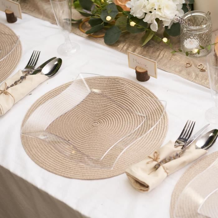 Lot 40 Assiettes Transparentes 22,9 Cm Réutilisables – Plastique Robuste Micro-ondes, Fêtes & Camping