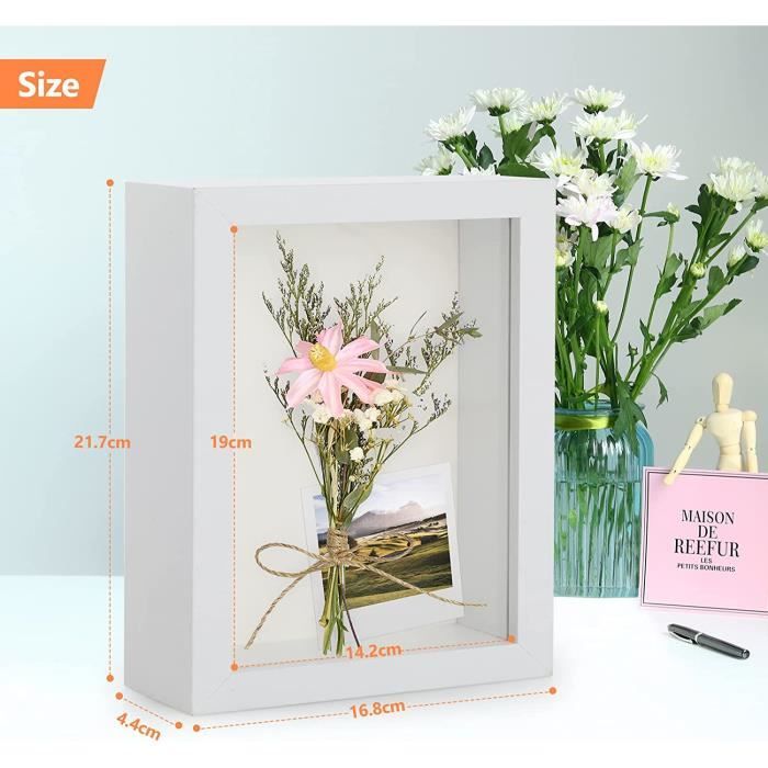 LIWI-3D Cadre Boîte 15x20 cm (6x8 Pouce), 2pcs Cadres Photo avec Plaque  Acrylique Transparente Incassable pour Fleurs, Souveni[30] - Cdiscount  Maison