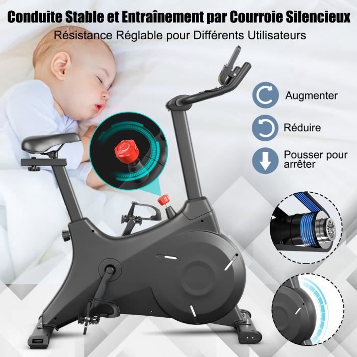 COSTWAY Velo d Appartement Magnetique Interieur Resistance sans Limite par Courroie Selle Reglable Ecran LCD Volant d Inertie 4 kg Cdiscount Sport