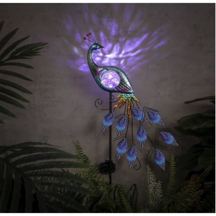 Statue Paon En Métal Bleu – Décoration Jardin Élégante 43x33x20 Cm – Sculpture Extérieur Robuste & Esthétique