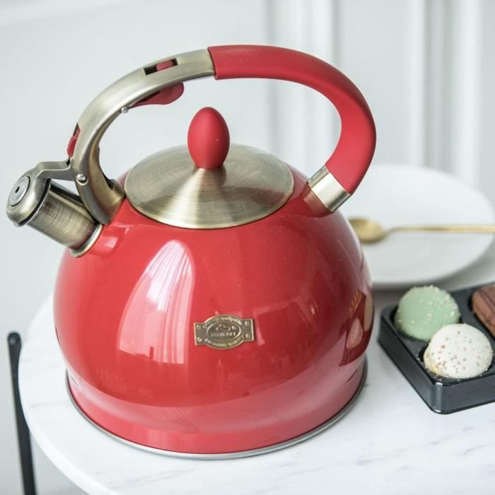 Bouilloire sifflante randonnée batterie de cuisine théière bouilloire à thé  3,5 l pour voyage randonnée thé bouillant rouge - Cdiscount Electroménager