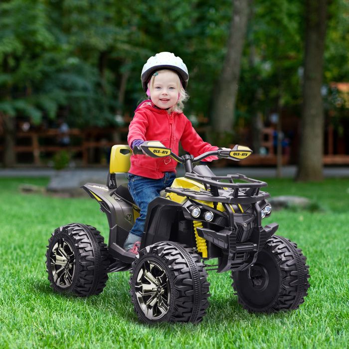 HOMCOM Quad Buggy électrique Enfant 12 V 8 Km/h Max. Voiture électrique Enfant avec Effets Lumineux sonores Selle avec Dossier Porte-Bagage Avant métal PP Rouge Noir HOMCOM Quad Buggy électrique Enfant 12 V 8 Km/h Max. Voiture électrique Enfant avec Effets Lumineux sonores Selle avec Dossier Porte-Bagage Avant métal PP Rouge Noir