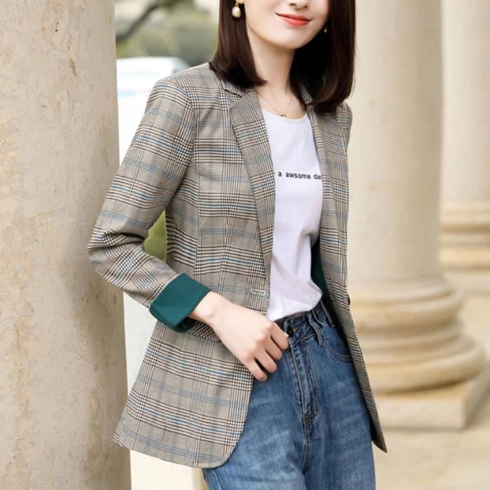 Blazer Elegant Femme Veste de Costume avec Un Bouton Blazer Slim