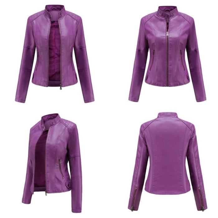 Blouson Cuir Court Femme – Simili Cuir PU Col Montant, Style Urbain Décontracté, Tailles XS à 3XL (Camel)