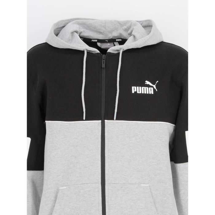 Sweat capuche zipp PUMA Homme gris et noir Gris Noir