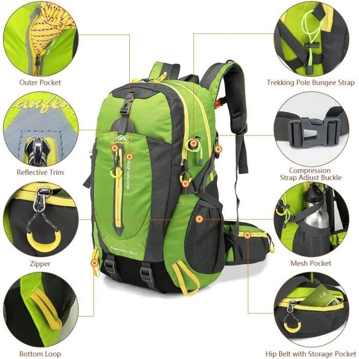 Sac à dos de randonnée 40L imperméable léger randonnée