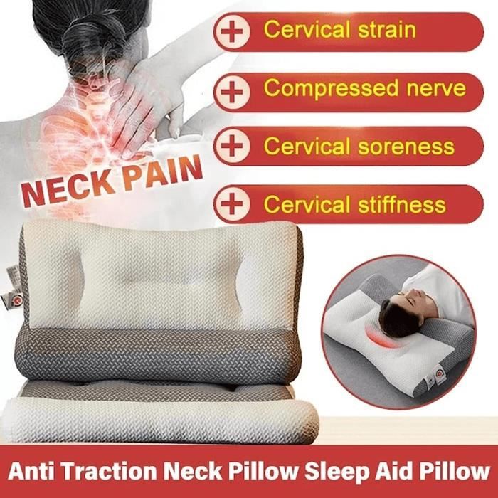 Oreiller Cervical orthopédique ergonomique pour dormir, 48x74cm, pour les  douleurs de la nuque, pour le dos latéral du ventre, oreillers correcteurs  pour dormir