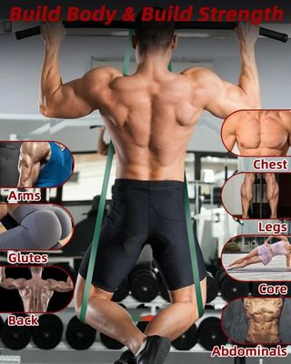 GOAMZ Set De 5 Bandes De Résistance élastiques Avec Poignées, Ancre De Porte Et Sangles Pieds – Entraînement à Domicile, Musculation, Yoga, Perte De Poids – Empilables Et Antidérapantes