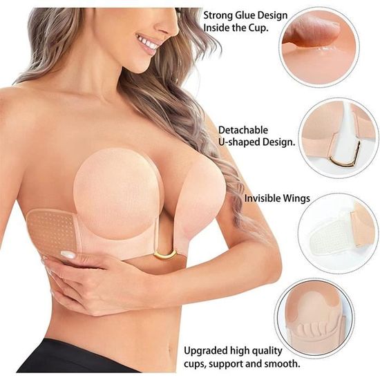 SSKHE 2 Soutiens-Gorge Adhésifs Dos Nu Avec Coussins Mamelon - Invisible Réutilisable Robes De Soirée