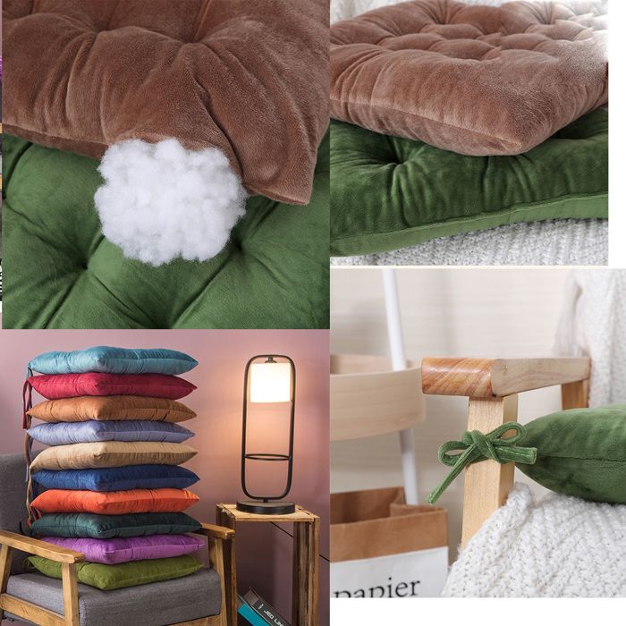 Yuragim Lot De 4 Coussins De Chaise 40 X 40 Cm, Avec Rubans