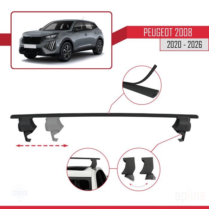 Barres De Toit Pour Citroën C4 Cactus 2014-2021 – Modèle Fly, Gris Aluminium, Charge 75 Kg