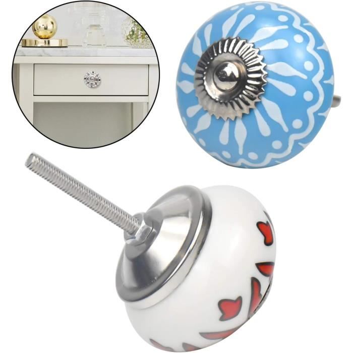 Lot De 8 Poignées De Porte En Céramique Gris Pour Chambre D'enfant - Pour Armoire, Tiroir, Placard, Avec Vis Incluses