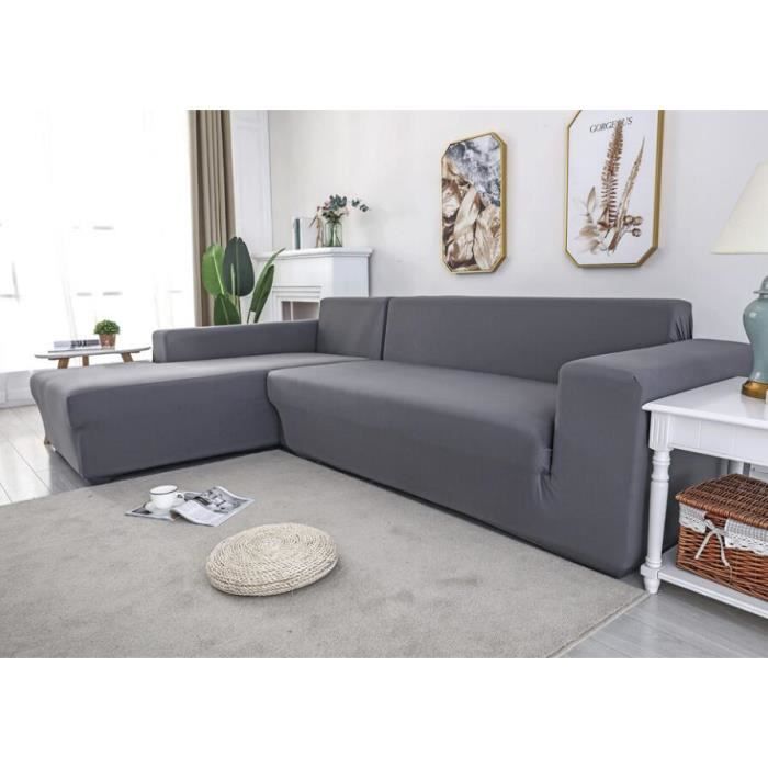 Housse de canapé d'angle en forme de L Housse de protection pour meubles de  maison 3 + 2 sièges (grise) - Cdiscount Maison