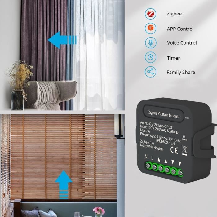 Module de rideau Zigbee - Tuya - Interrupteur automatique - Contrôle ...