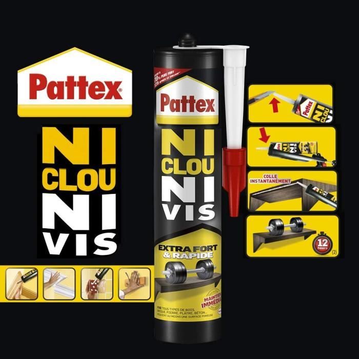 PATTEX Ni clou ni vis - Lot 2 cartouches 310ml / 380g + pistolet -  Cdiscount Bricolage