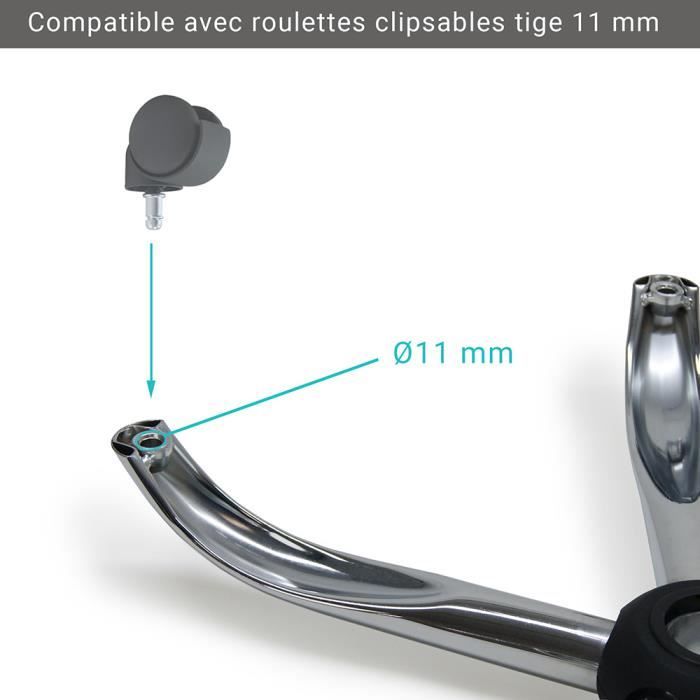 Pied Métallique Pour Chaise De Bureau CLP - Base 5 Branches Chromée Avec Roulettes
