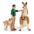 Coffret Aventures en Océanie SCHLEICH - Figurines de kangourous et ranger Tom avec accessoires - Gamme Wild Life-3
