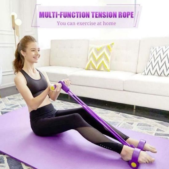 Bandes élastiques De Résistance 4 Tubes - Pour Musculation, Yoga, étirements, Avec Poignées Et Pédale Antidérapante
