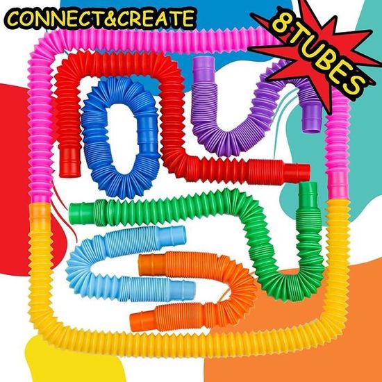 16 Pièces Pop Tubes Mini Tubes Extensibles sensoriels Tube Lumineux