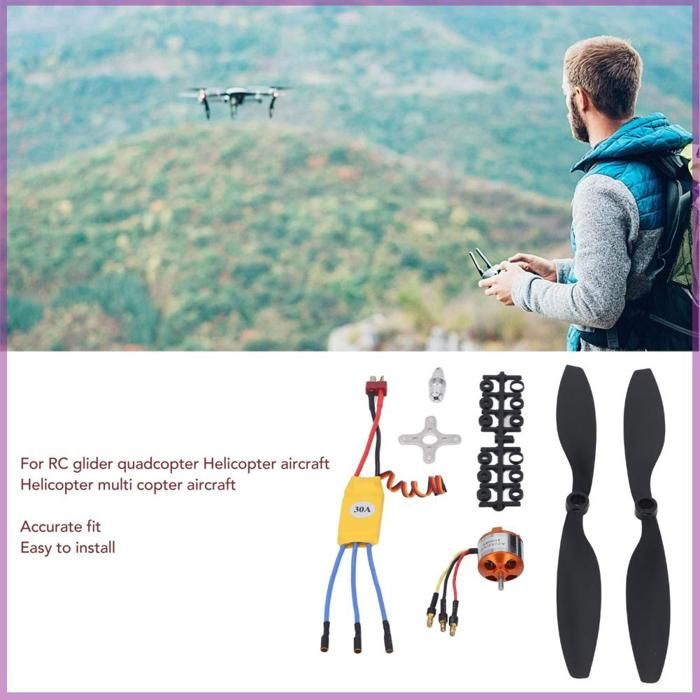 Kit Moteur Sans Brosse RC 1000KV Avec ESC 30A Et Hélices – Pour Avions Et Drones