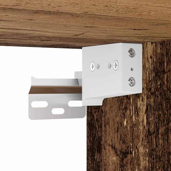 Meuble TV Mural En Bois Ancien - 100x30x30 Cm, étagères Cubiques, Portes à Charnières, Gain De Place