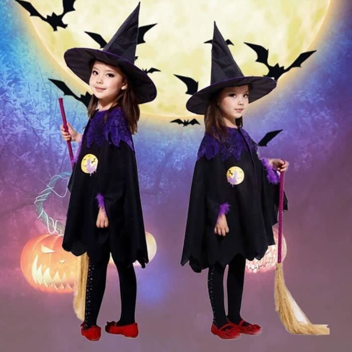 Cape Halloween Enfant, Costume Sorciere Enfant avec Chapeau Sorciere  Déguisement Fille, Accessoires de Cosplay d'Halloween - Cdiscount  Prêt-à-Porter