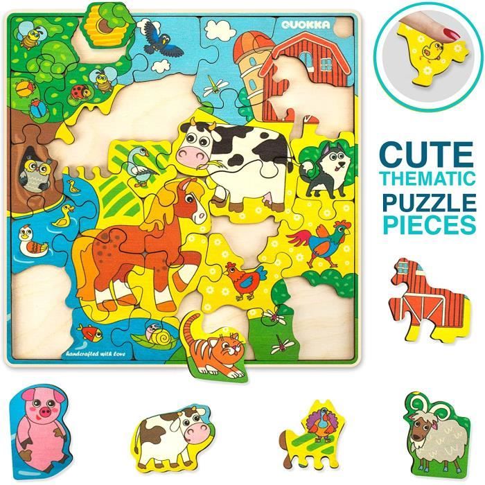 8 Pièces Puzzle en Bois Enfant Animaux Transport Puzzle Jouets