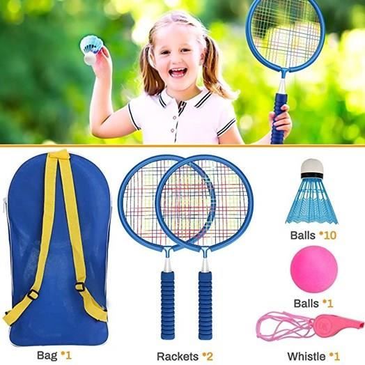 Paire De Raquettes De Badminton Légères Débutants - Cadre Alliage, 670 Mm, Avec 3 Volants Et Sac