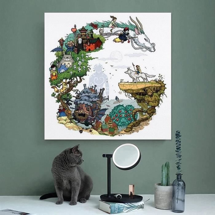 Miyazaki Anime World Studio Ghibli Poster décoratif sur toile pour