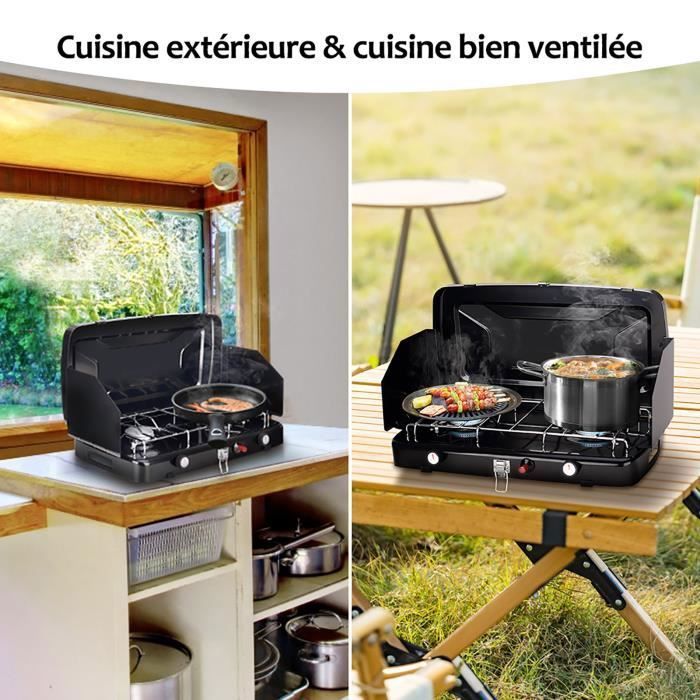 Hike Crew Four de camping à gaz d'extérieur avec sac de transport | Réchaud et four à 2 brûleurs