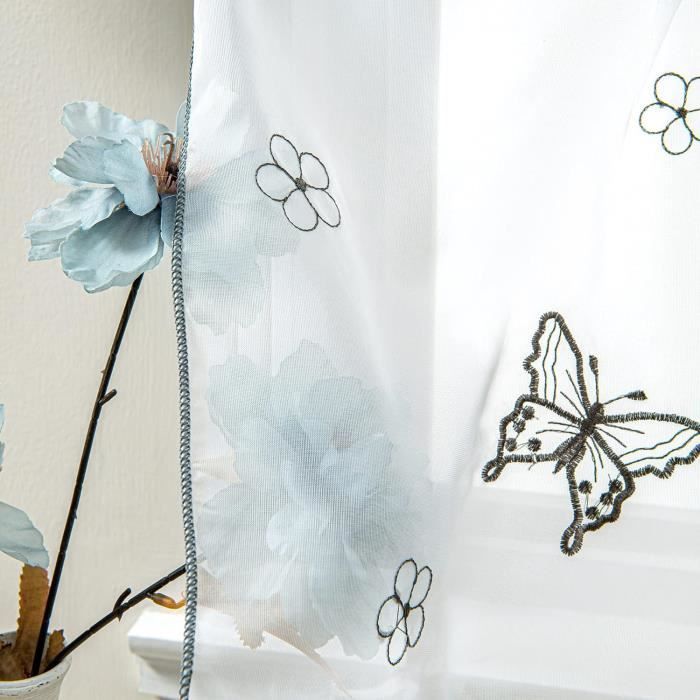 Rideau Brise-bise En Batiste Avec Broderie Au Point De Croix Motif élan