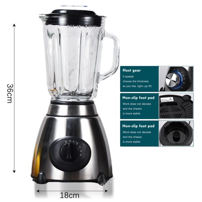TD® Blender Mixeur Multi-fonction - 1,5L - Inox - Robot de cuisine  alimentation 230V Conception acier inoxydable - Jus Shaker - Cdiscount  Electroménager