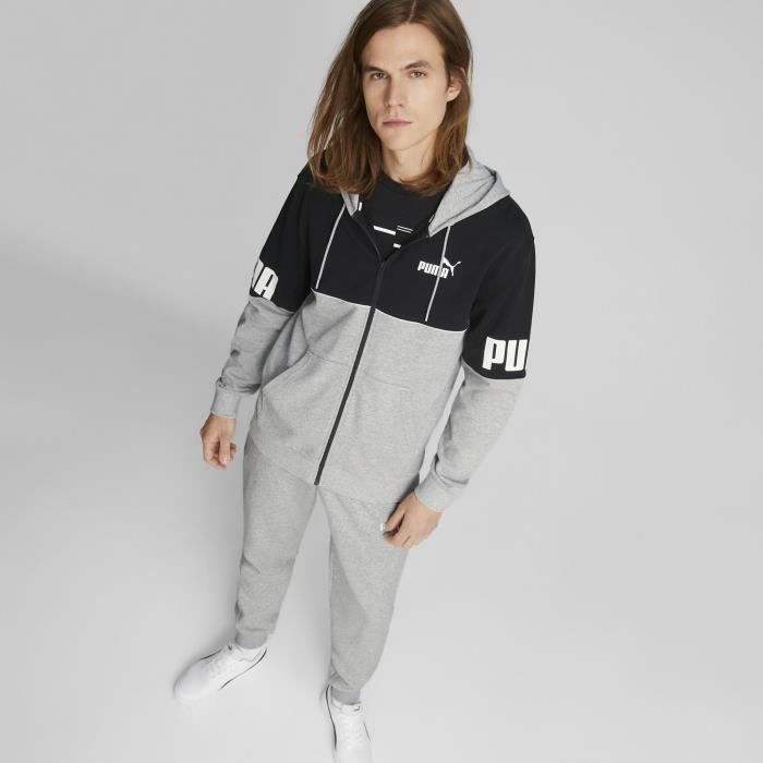 Jogging Polaire Zippé A Capuche Homme Puma Gris et Noir Gris - Cdiscount  Prêt-à-Porter