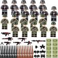 Lot de 20 figurines militaires - Soldat allemand américain de la Seconde Guerre mondiale - Blocs de construction - Armes - Cadeau d'-0