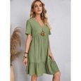 Robe Fluide d'été à manches courtes casual pour femmes Vert-0
