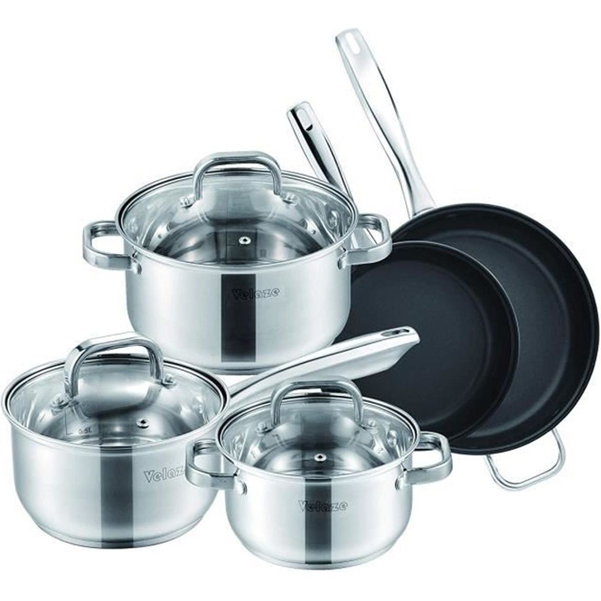 COSTWAY Batterie de Cuisine en Acier Inoxydable Lot Ustensiles de Cuisine/ 3 Pi/èces Casseroles