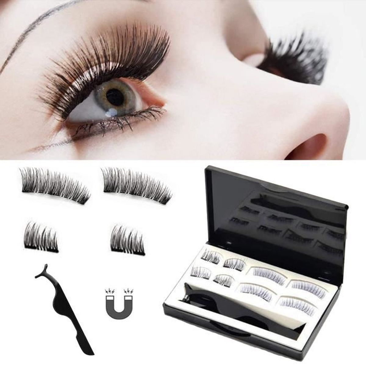 Lot De 4 Paires De Faux Cils Magnétiques Réutilisables MYTEX-SHOP - Effet 3D Volumineux