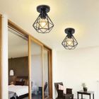 TOKIUS Lot de 2 Plafonniers E27, Zaku Lustre Suspension Industrielle Métal Cage Noir Abat-jour plafond Ø16cm Vintage Luminaire d'eclairage