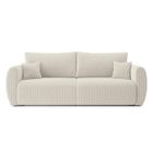 Canapé droit convertible REFA en velours côtelé beige 3 places - Réversible - Coffre de rangement -BAÏTA