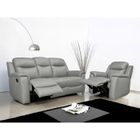 Canapé 3 places relax EVASION en cuir - Gris clair - VENTE-UNIQUE - Contemporain - Moelleux