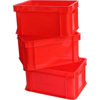 Lot de 3x Caisse en plastique empilable 29L - 41,3x34x24,4cm, Rouge ARTECSIS - Caisse de Stockage - Bac de rangement