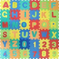Tapis de Puzzles pour Enfants - Puzzle Mousse Bébé Non Toxique - Alphabets & Chiffres - 36 pièces - Vert