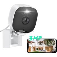 COOAU 2K 3MP Caméra Surveillance Wifi Extérieure/Intérieure Vision Nocturne en Couleur Alexa IP66 Voix Bidirectionnelle Stockage