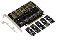 Carte  PCIe 3.1 x16pour 5 SSD M2 (M.2 NGFF B Key ou B+M Key SATA) ou disques durs SATA. High Low Profile avec Chipset JMB585