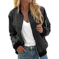 Manteaux vestes - vestes mode femme vestes zippées style décontracté vestes bomber vestes moto vestes femme Noir