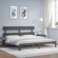 vidaXL Cadre de lit avec tête de lit gris 200x200 cm bois massif 3193553
