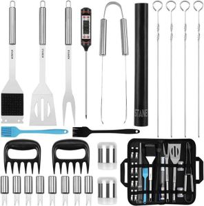 USTENSILE Accessoires pour barbecue,STANEW  Set de grillades pour barbecue, 25 pièces, acier inoxydable, pour le camping, le barbecue