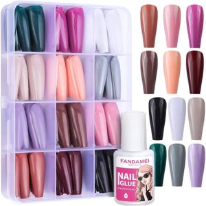 KIT FAUX ONGLES 12 Couleurs 288 Pièces Faux Ongles, Faux Ongles Ac
